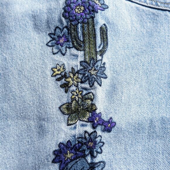 NEW PacSun Women’s Jeans Desert Indie Y2K Embroidered Cactus Floral High Rise 25 - Picture 10 of 11
